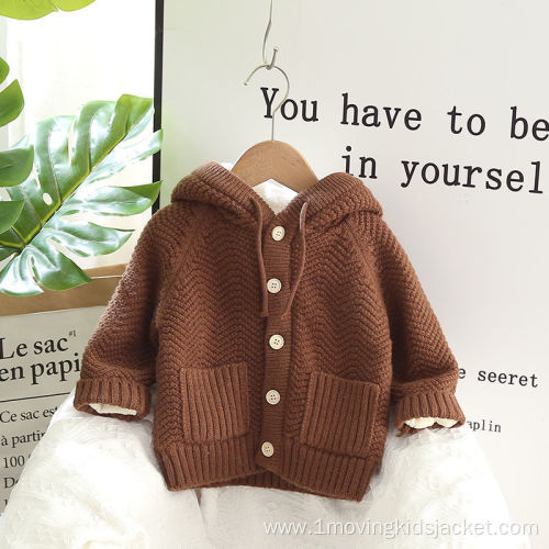 Girls Thickened Lamb Wool Knitted Jacket